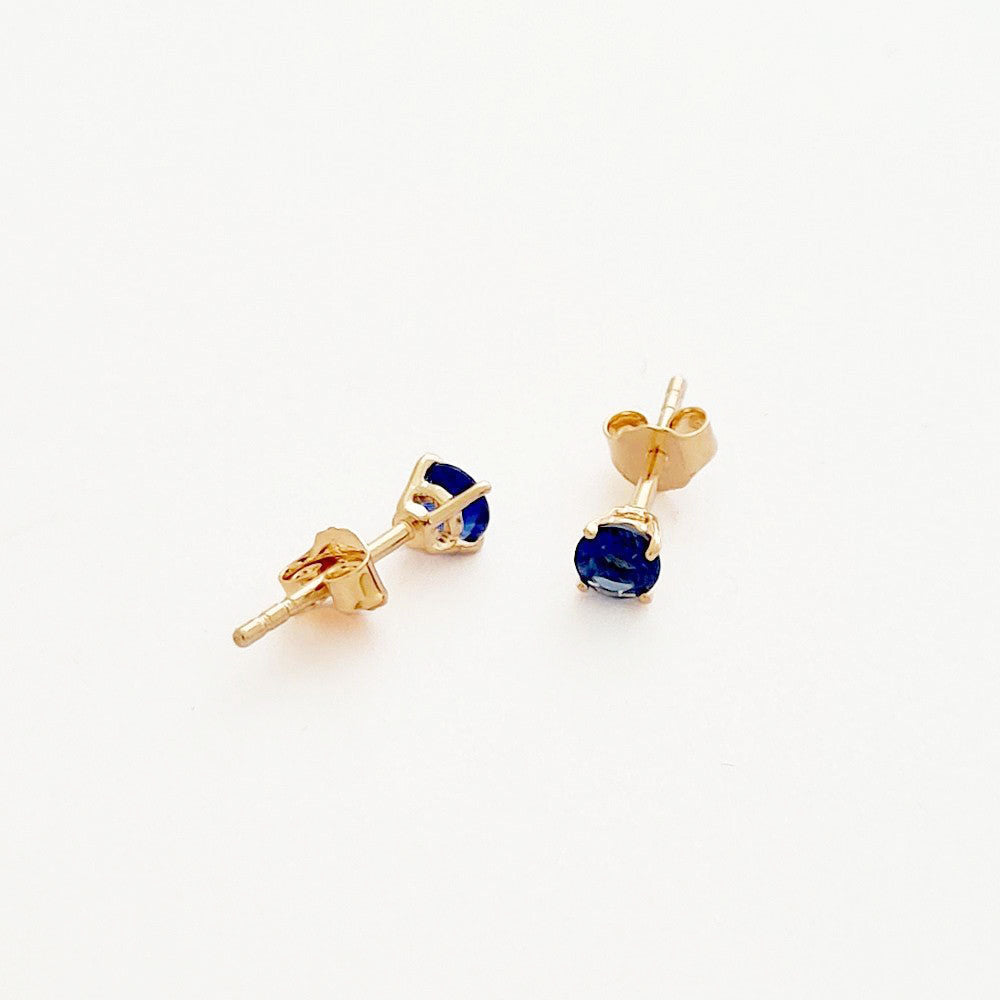 Boucle d'oreille puce bleu plaqué or 18K zirconium Blue Mania 5