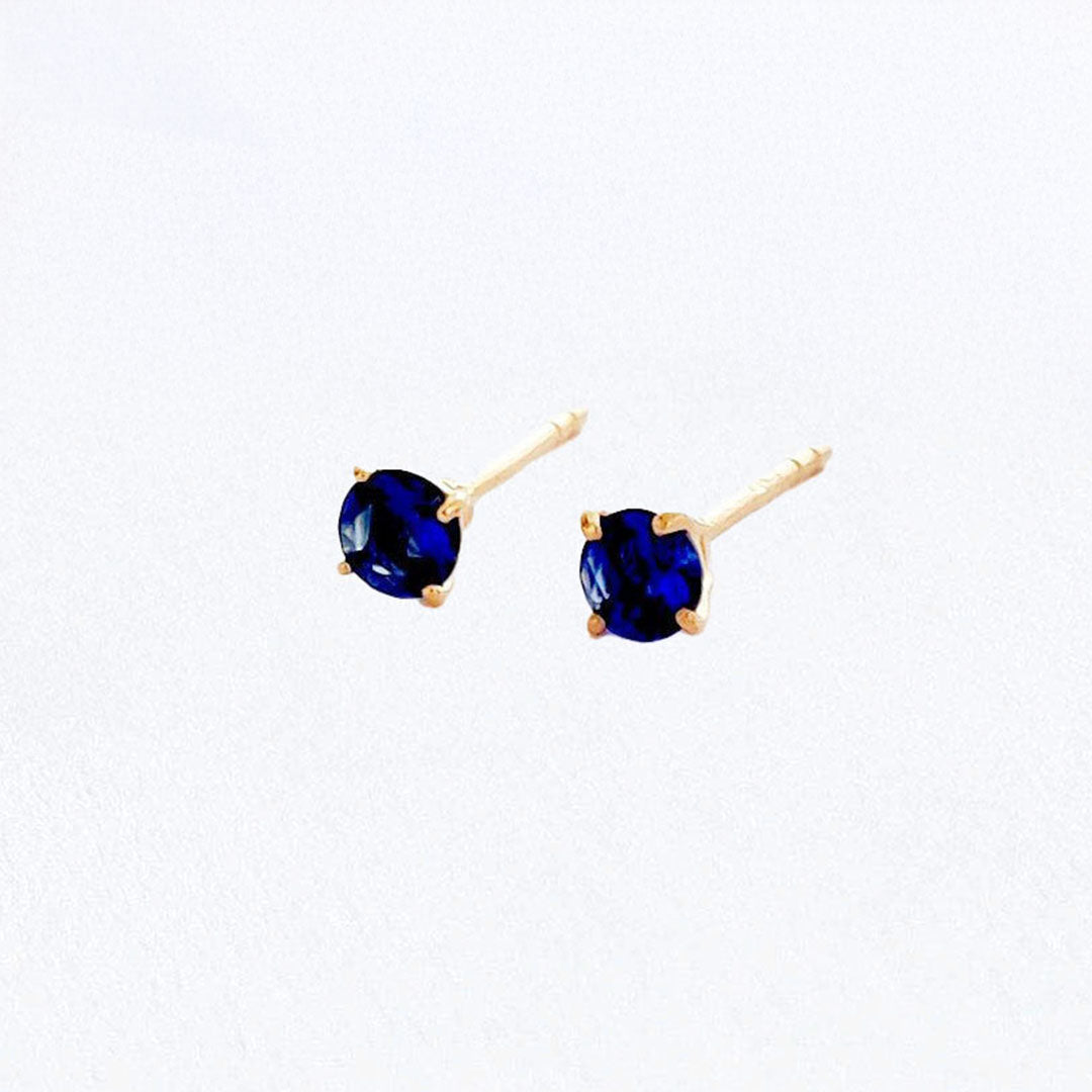 Boucle d'oreille puce bleu plaqué or 18K zirconium Blue Mania