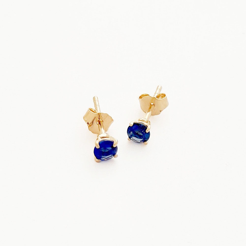 Boucle d'oreille puce bleu plaqué or 18K zirconium Blue Mania 4
