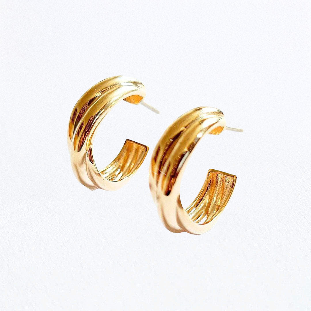 Boucles d'oreilles créoles plaqué or 18K 2 cm Bonny Bellaime 2