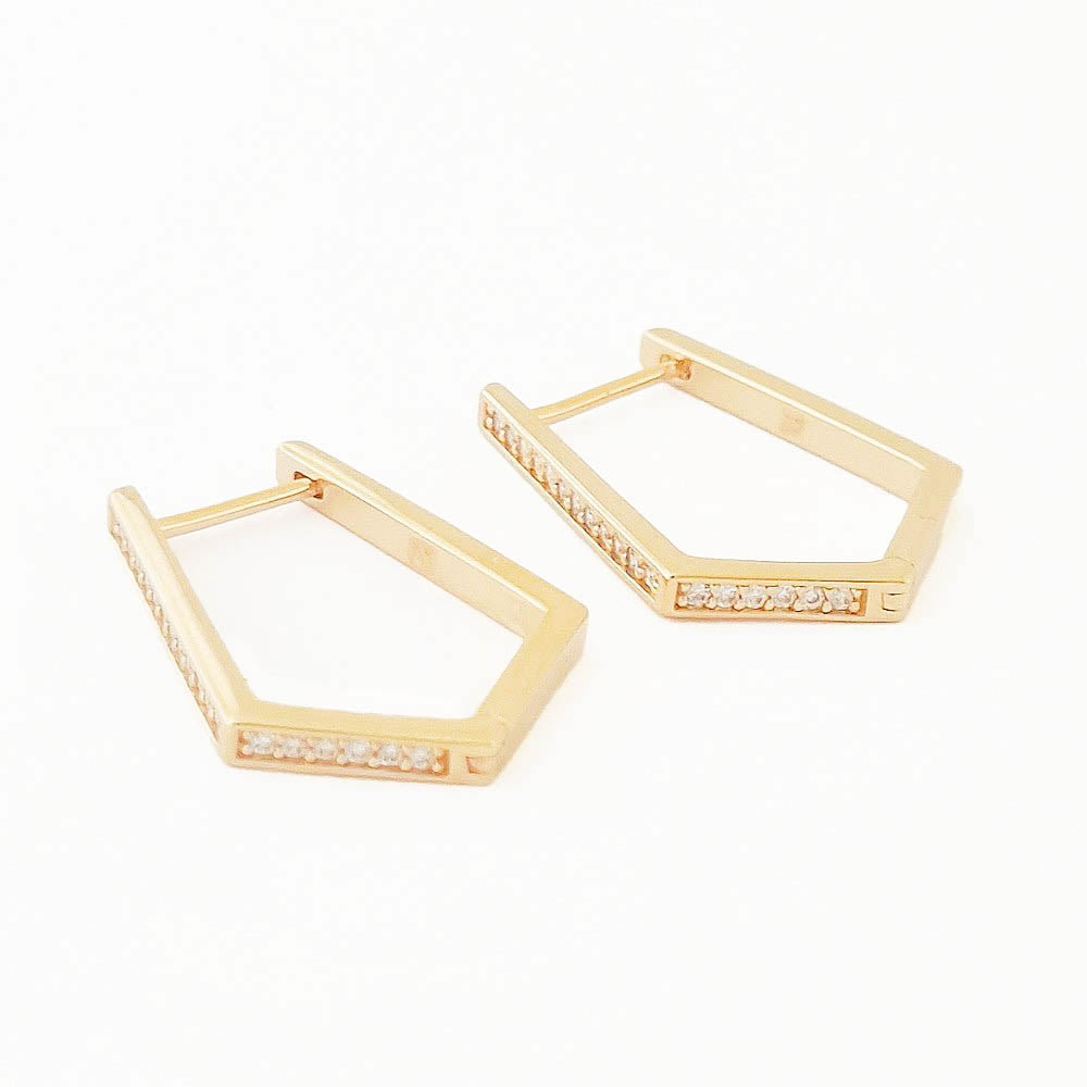 Boucles d'oreilles créoles plaqué or 18K zirconium 2,5 cm Contemplation Bellaime 3