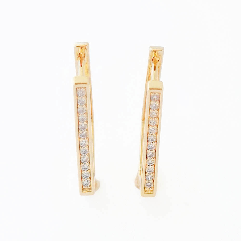 Boucles d'oreilles créoles plaqué or 18K zirconium 2,5 cm Contemplation Bellaime 4