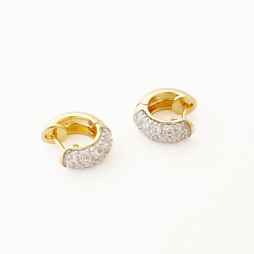 Boucles d'oreilles créoles plaqué or 18K zirconium 1 cm Bliss Bellaime 3
