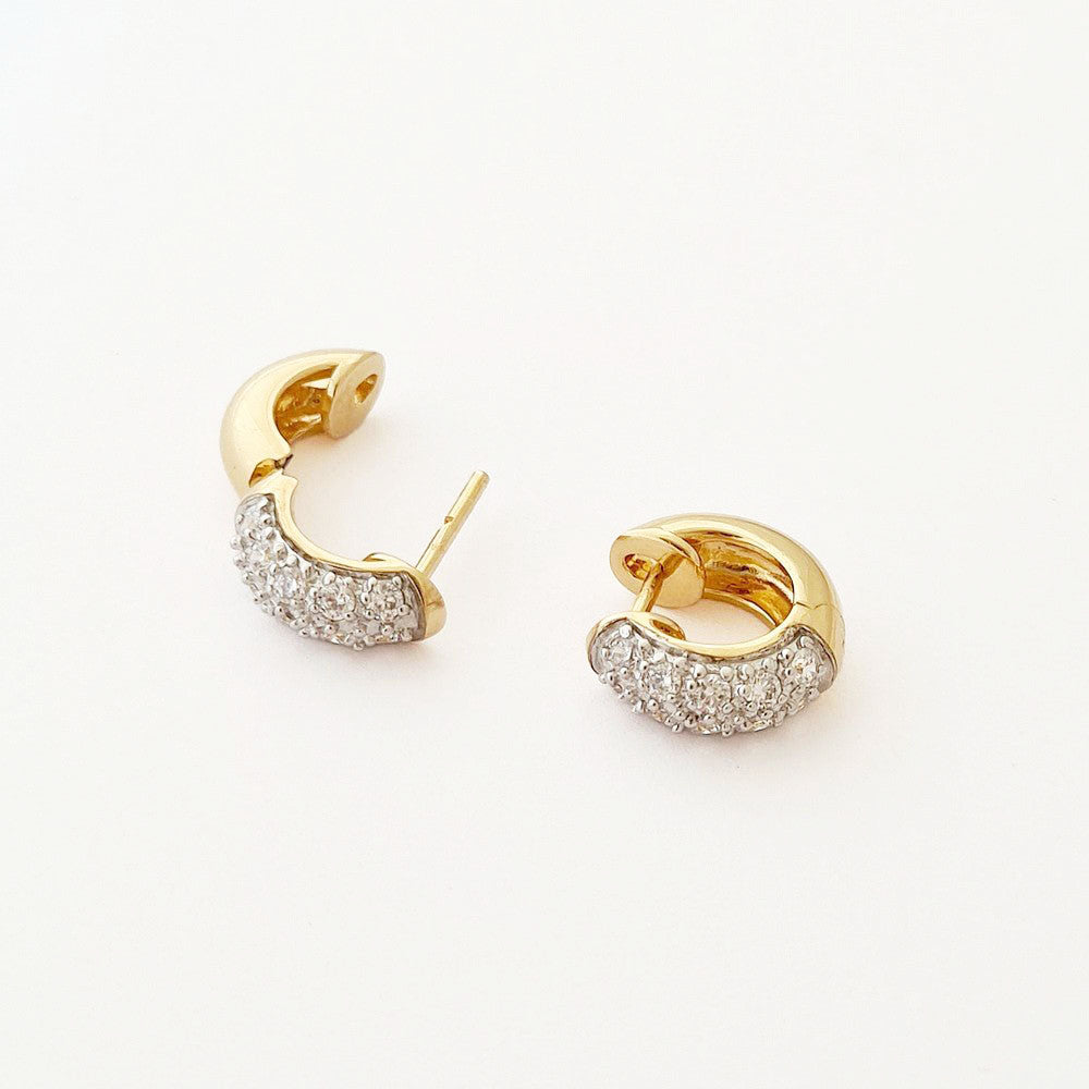Boucles d'oreilles créoles plaqué or 18K zirconium 1 cm Bliss Bellaime 5