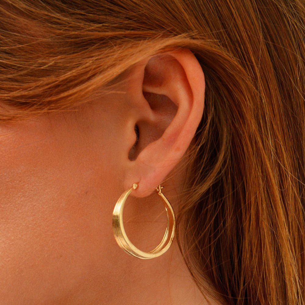 Boucles d'oreilles créoles plaqué or 18K 3 cm Harper Bellaime 3