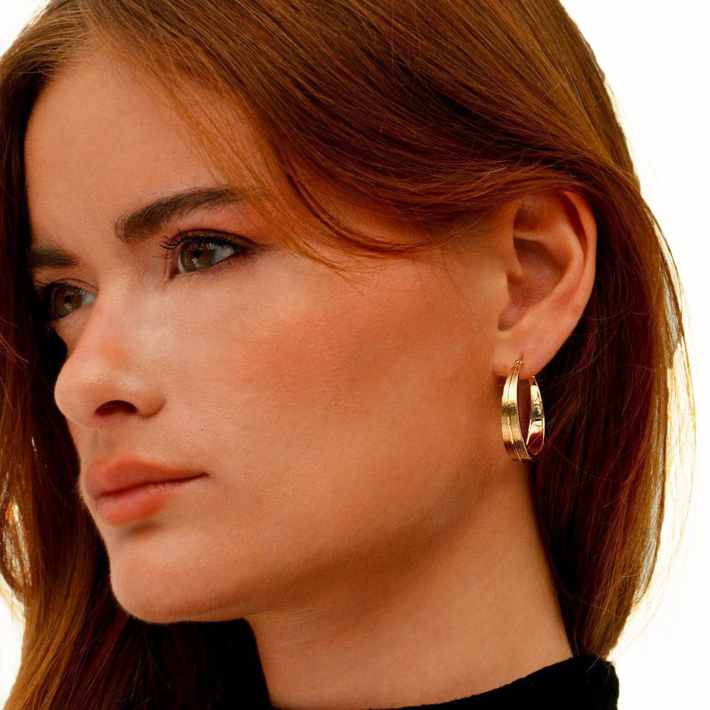 Boucles d'oreilles créoles plaqué or 18K 3 cm Harper Bellaime 2