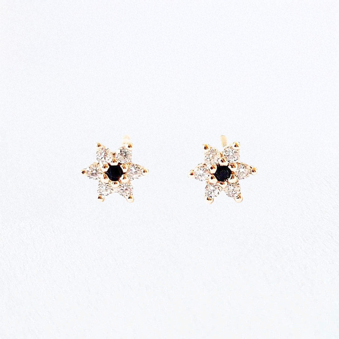 Puce d'oreille plaqué or 18K zirconium Edelweiss Bellaime