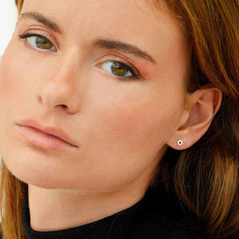 Puce d'oreille plaqué or 18K zirconium Edelweiss Bellaime 2