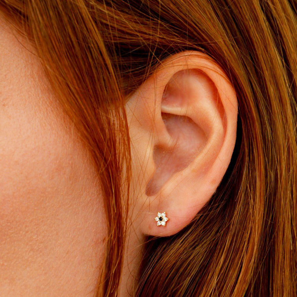 Puce d'oreille plaqué or 18K zirconium Edelweiss Bellaime 4