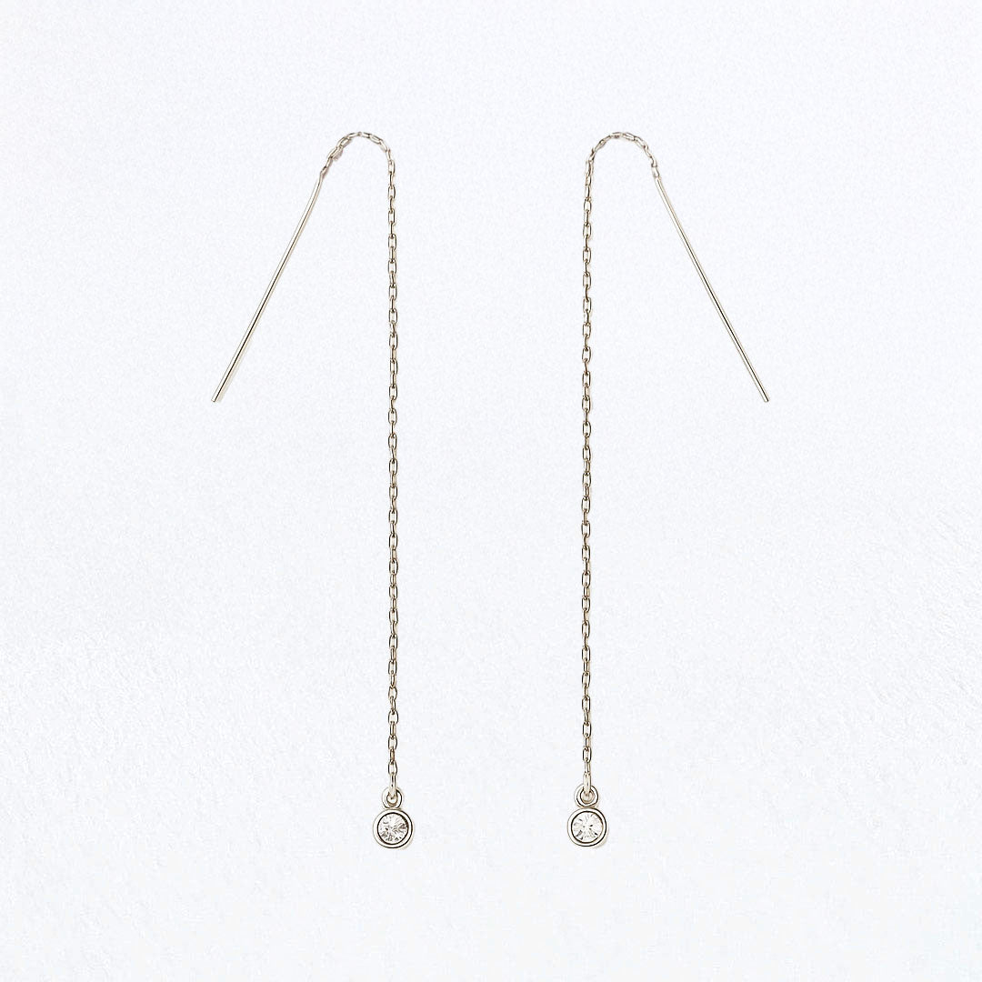 Boucle d'oreille fil argent 925 zirconium The One Bellaime 2