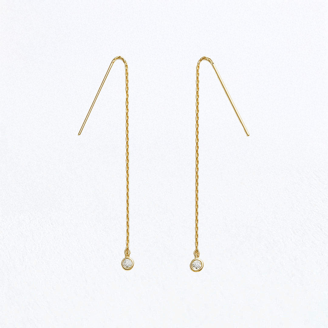 Boucle d'oreille fil plaqué or 18K zirconium The One Bellaime