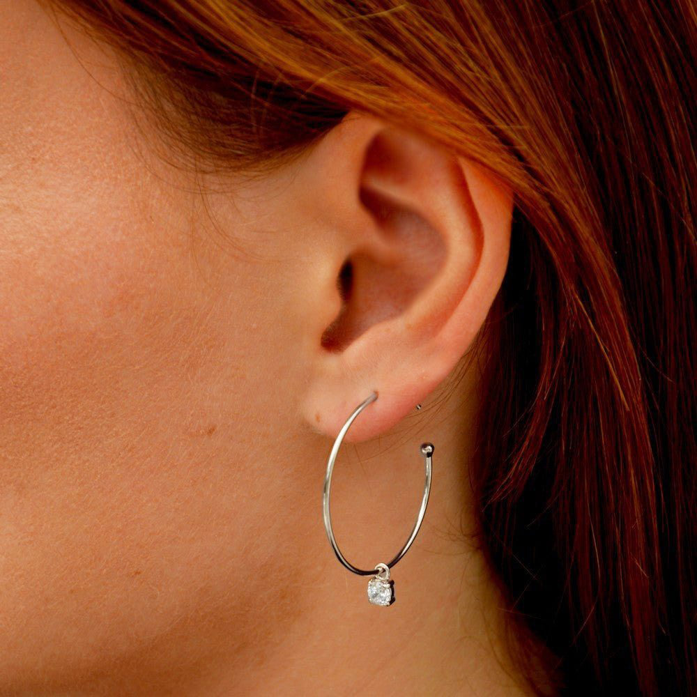 Boucles d'oreilles créoles argent 925 zirconium 3 cm Go Girl Bellaime 2