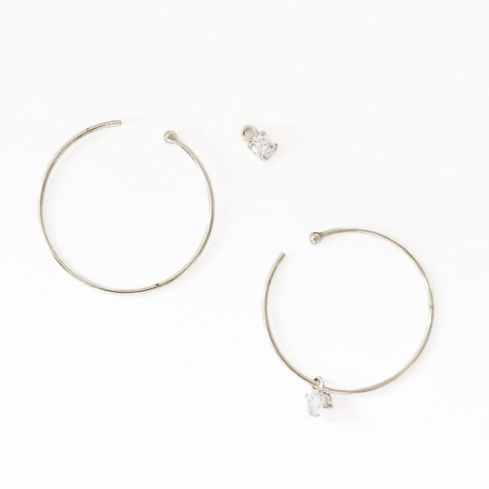 Boucles d'oreilles créoles argent 925 zirconium 3 cm Go Girl Bellaime 4