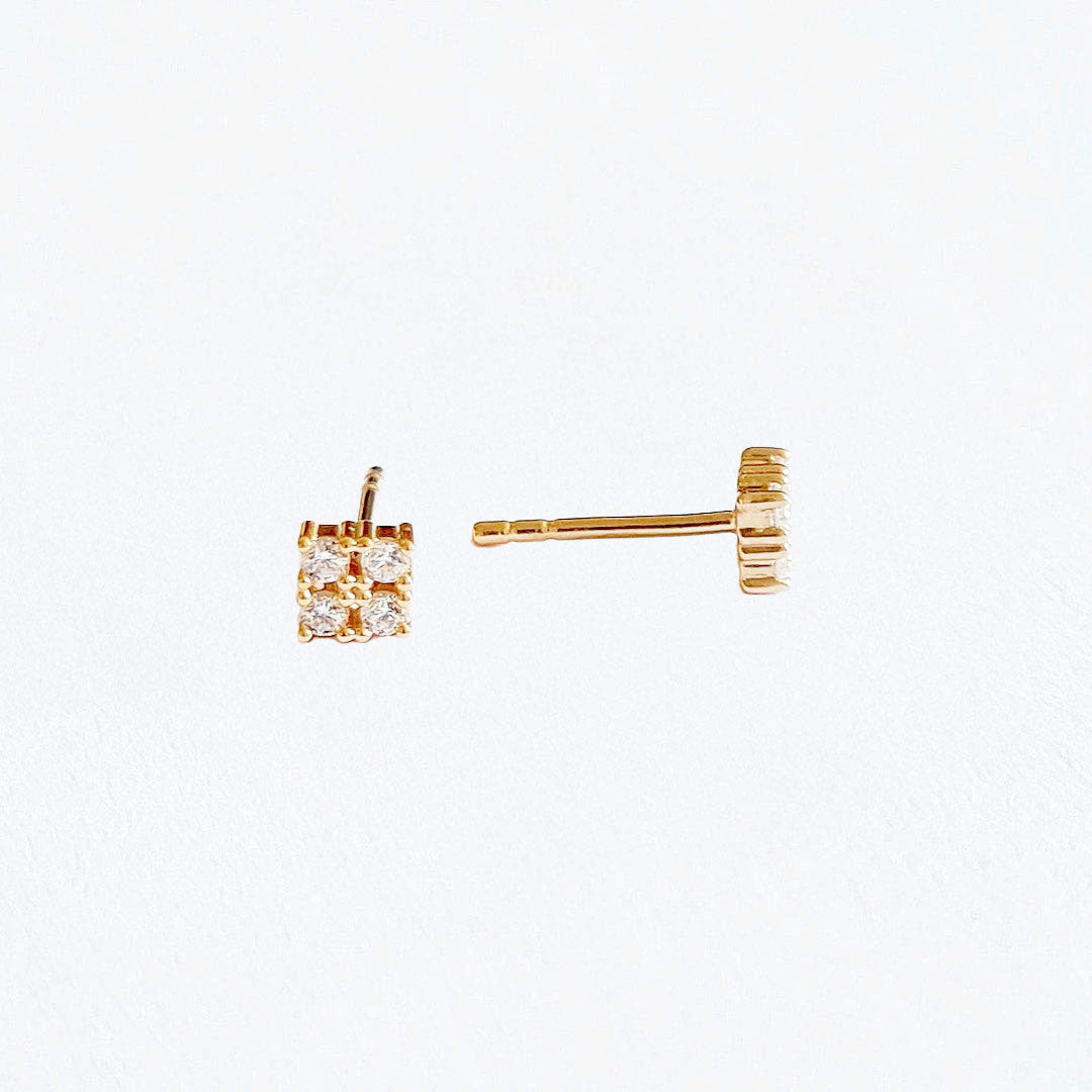 Puces d'oreilles plaqué or 18K zirconium Harmony Bellaime 3