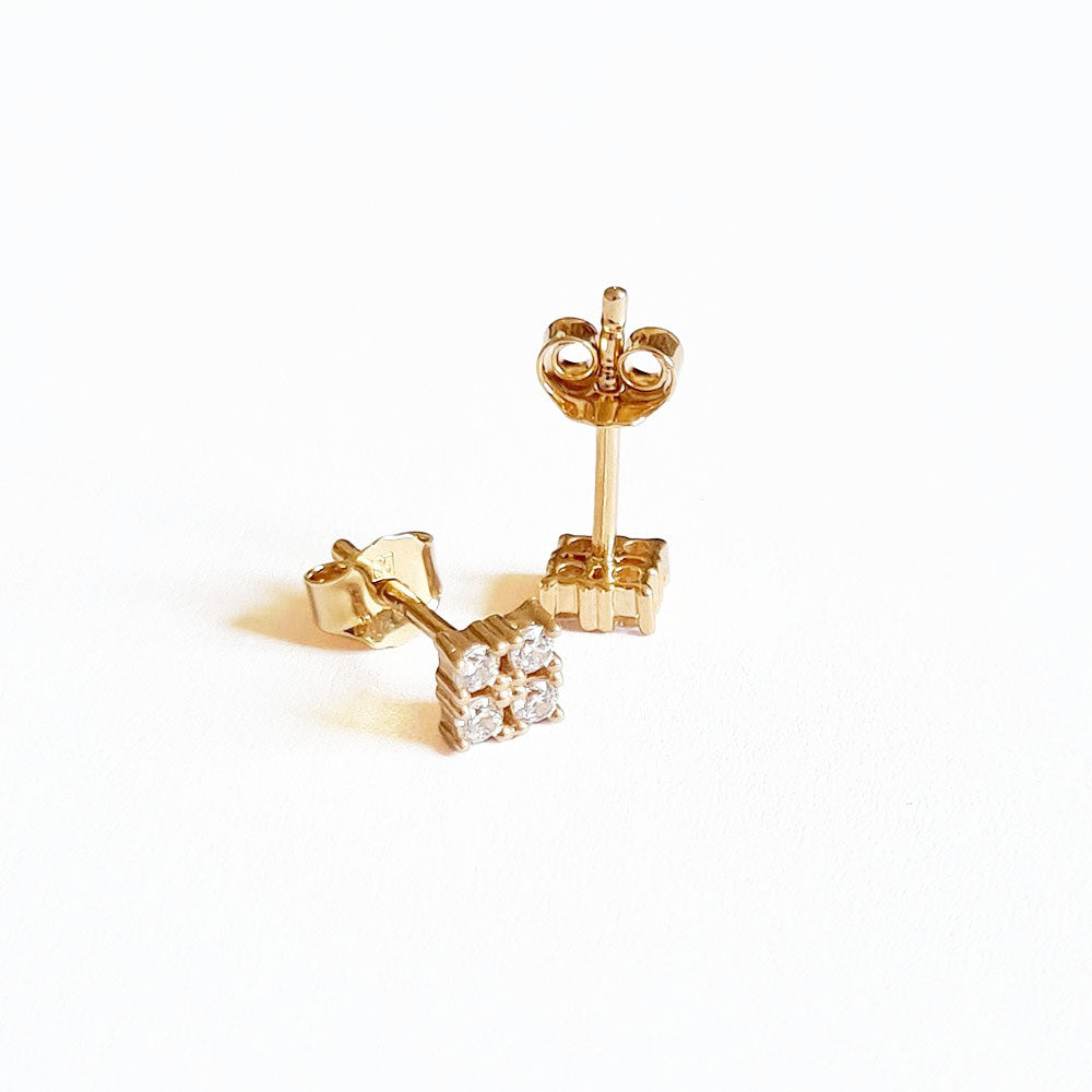 Puces d'oreilles plaqué or 18K zirconium Harmony Bellaime 6