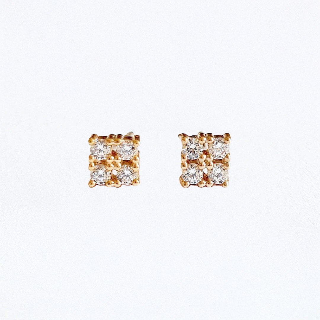 Puces d'oreilles plaqué or 18K zirconium Harmony Bellaime