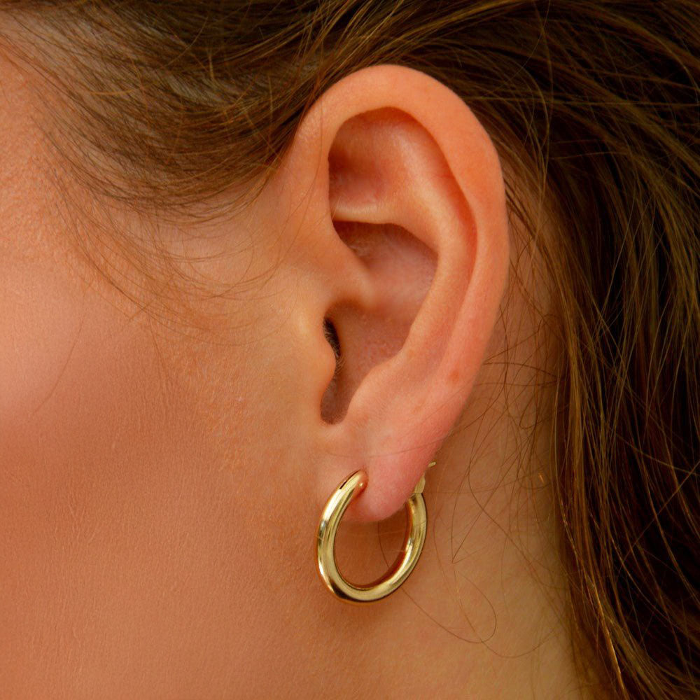 Boucles d'oreilles créoles plaqué or 18K 2 cm Harton Bellaime 2