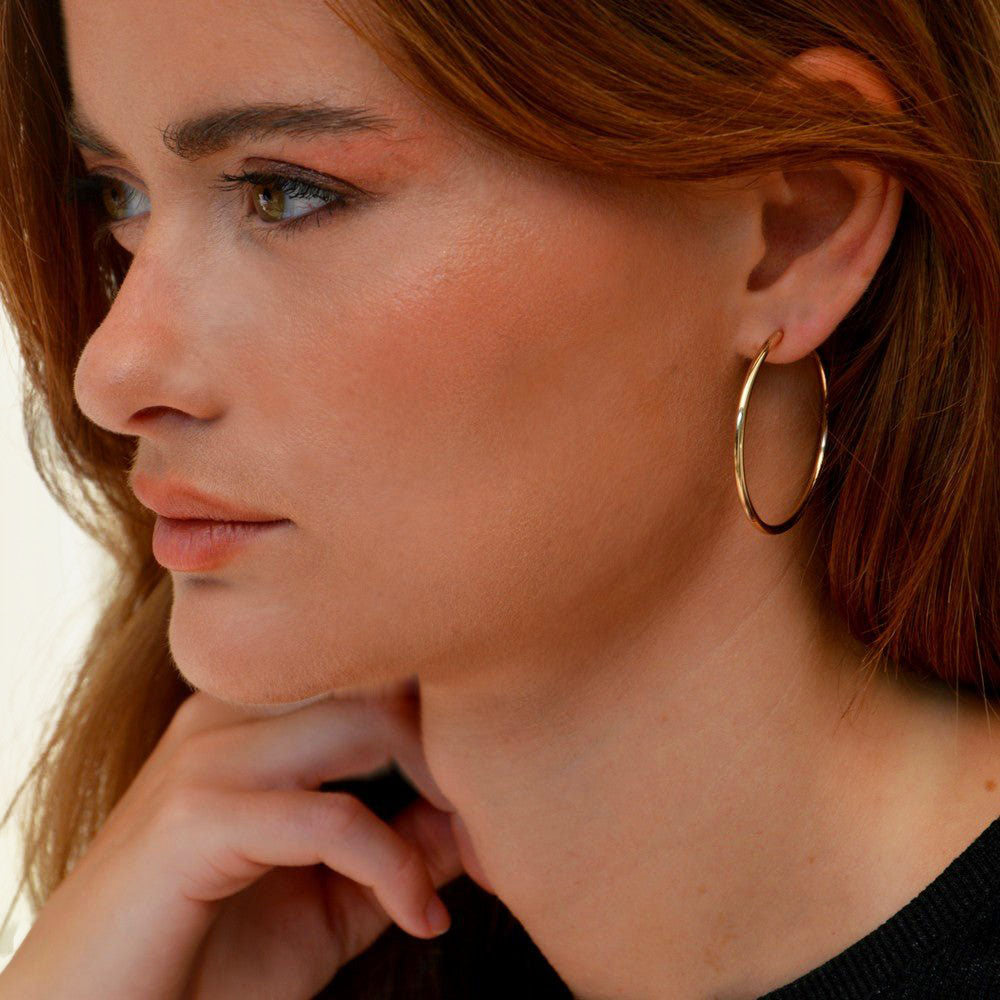 Boucles d'oreilles créoles plaqué or 18K 5 cm Harton Bellaime 4