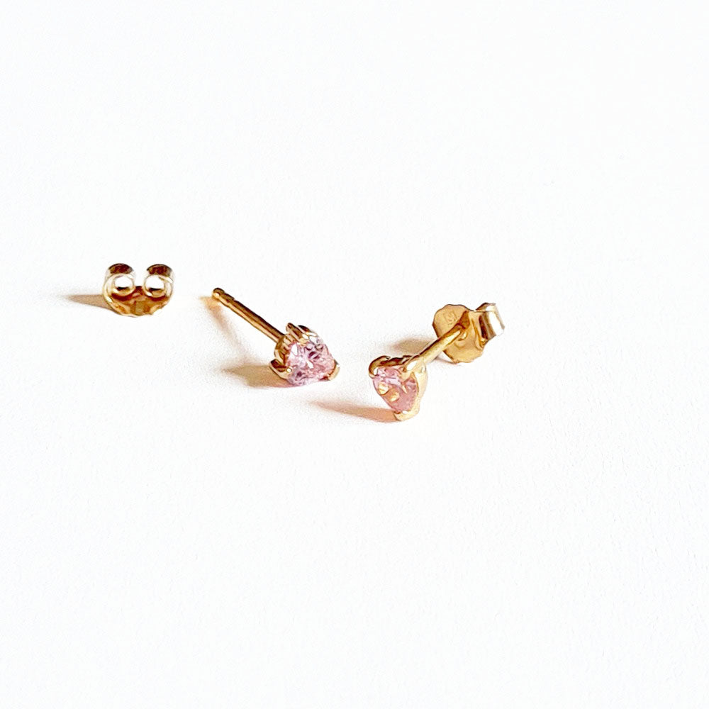 Boucles d'Oreilles Heart of Glass Rose - Plaqué Or 18K et Zirconium - Bellaime 5