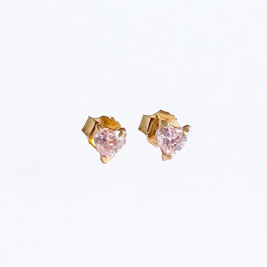 Boucles d'Oreilles Heart of Glass Rose - Plaqué Or 18K et Zirconium Bellaime