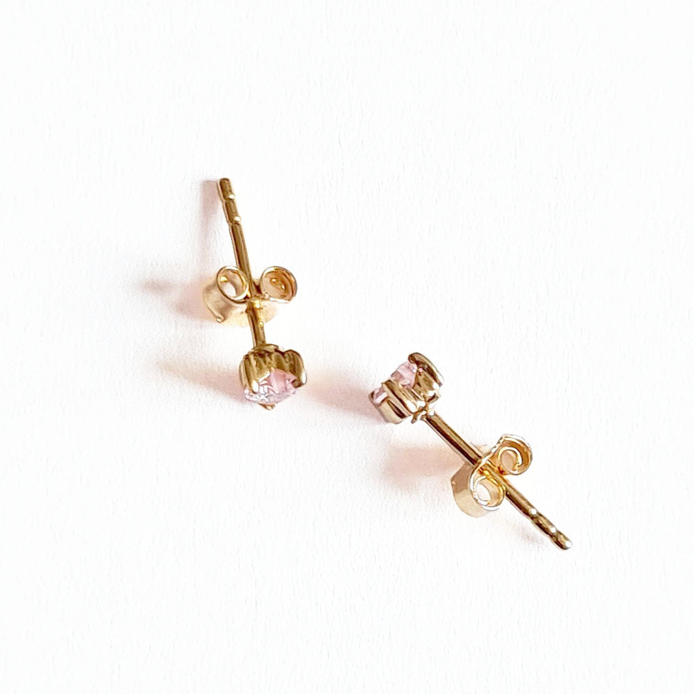 Boucles d'Oreilles Heart of Glass Rose - Plaqué Or 18K et Zirconium - Bellaime 4