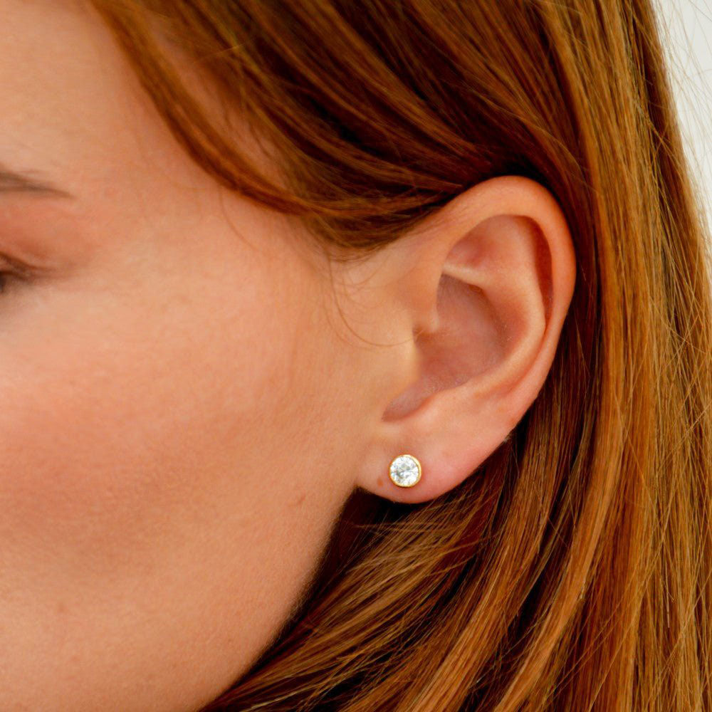 Puces d'oreilles plaqué or 18K zirconium Joy Bellaime 3