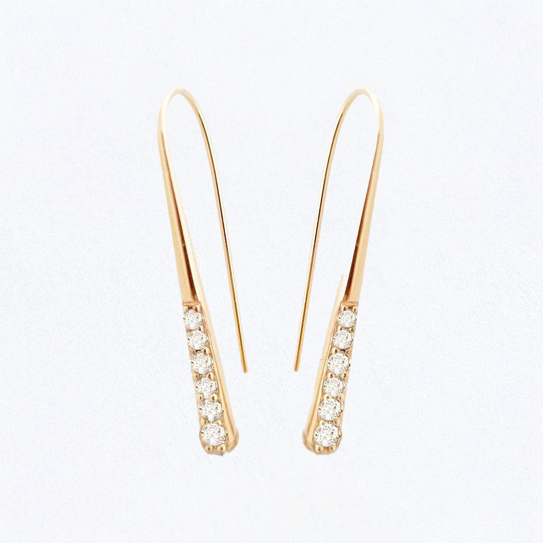 Boucles d'oreilles pendantes plaqué or 18K zirconium 3,5 cm Larmes de Joie Bellaime