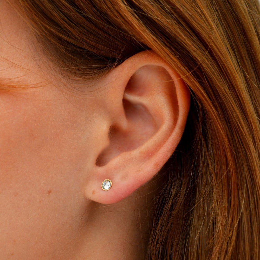Puces d'oreilles plaqué or 18K zirconium Little Spark Bellaime 2