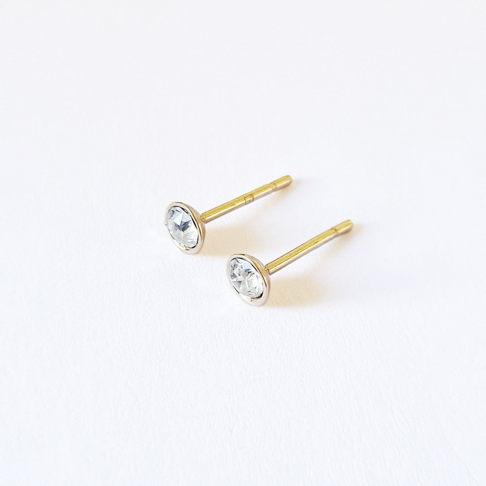 Puces d'oreilles plaqué or 18K zirconium Little Spark Bellaime 3