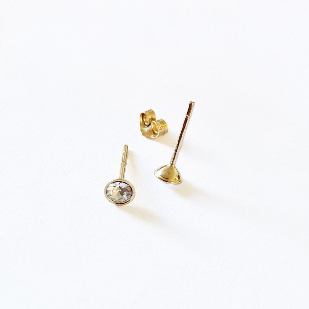 Puces d'oreilles plaqué or 18K zirconium Little Spark Bellaime 5