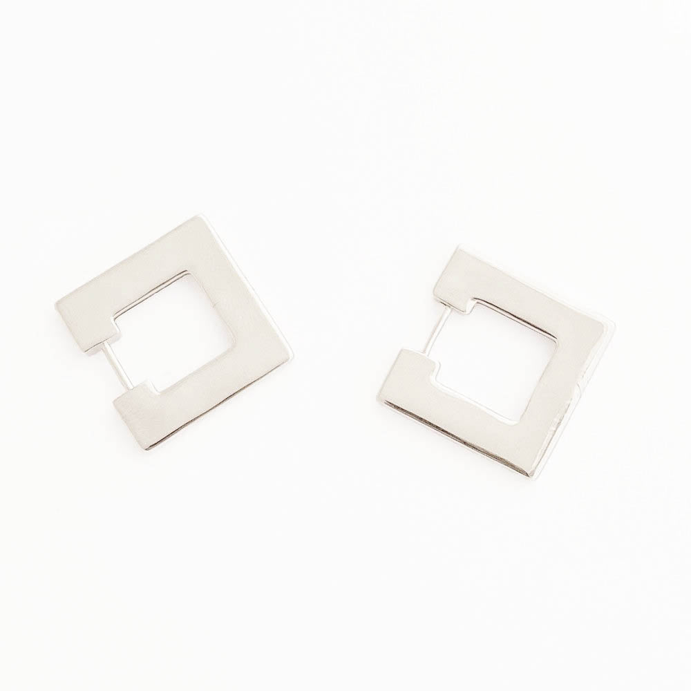Boucles d'oreilles créoles carrées argent 925 2,3 cm Love Story Bellaime 3