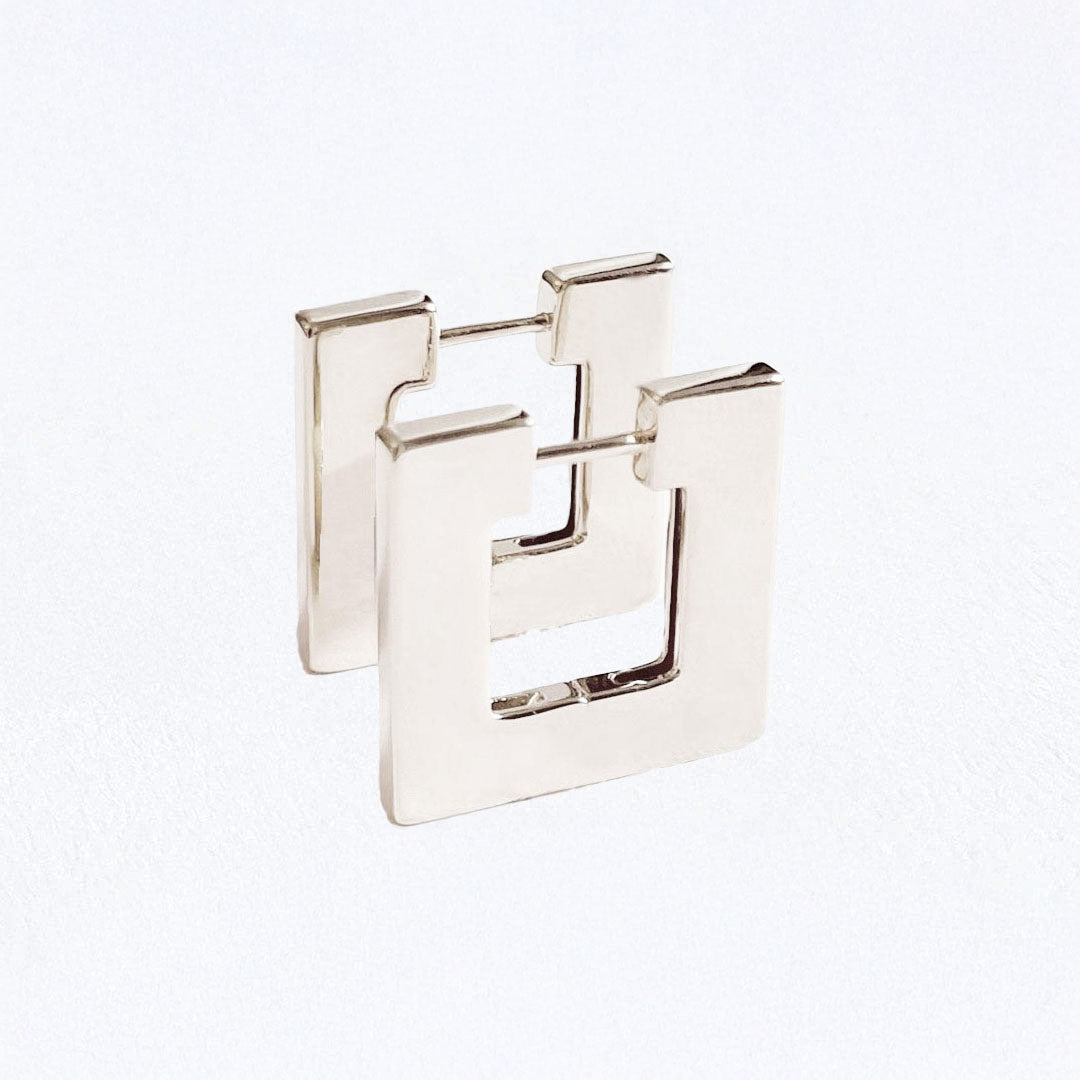 Boucles d'oreilles créoles carrées argent 925 2,3 cm Love Story Bellaime