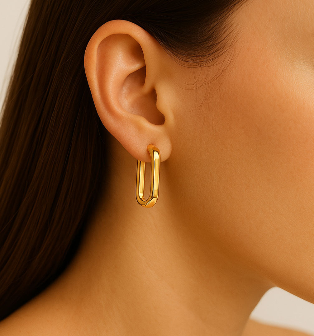 Boucle d'oreille individuelle créole plaqué or 18K 1,3 cm Moove Bellaime 2