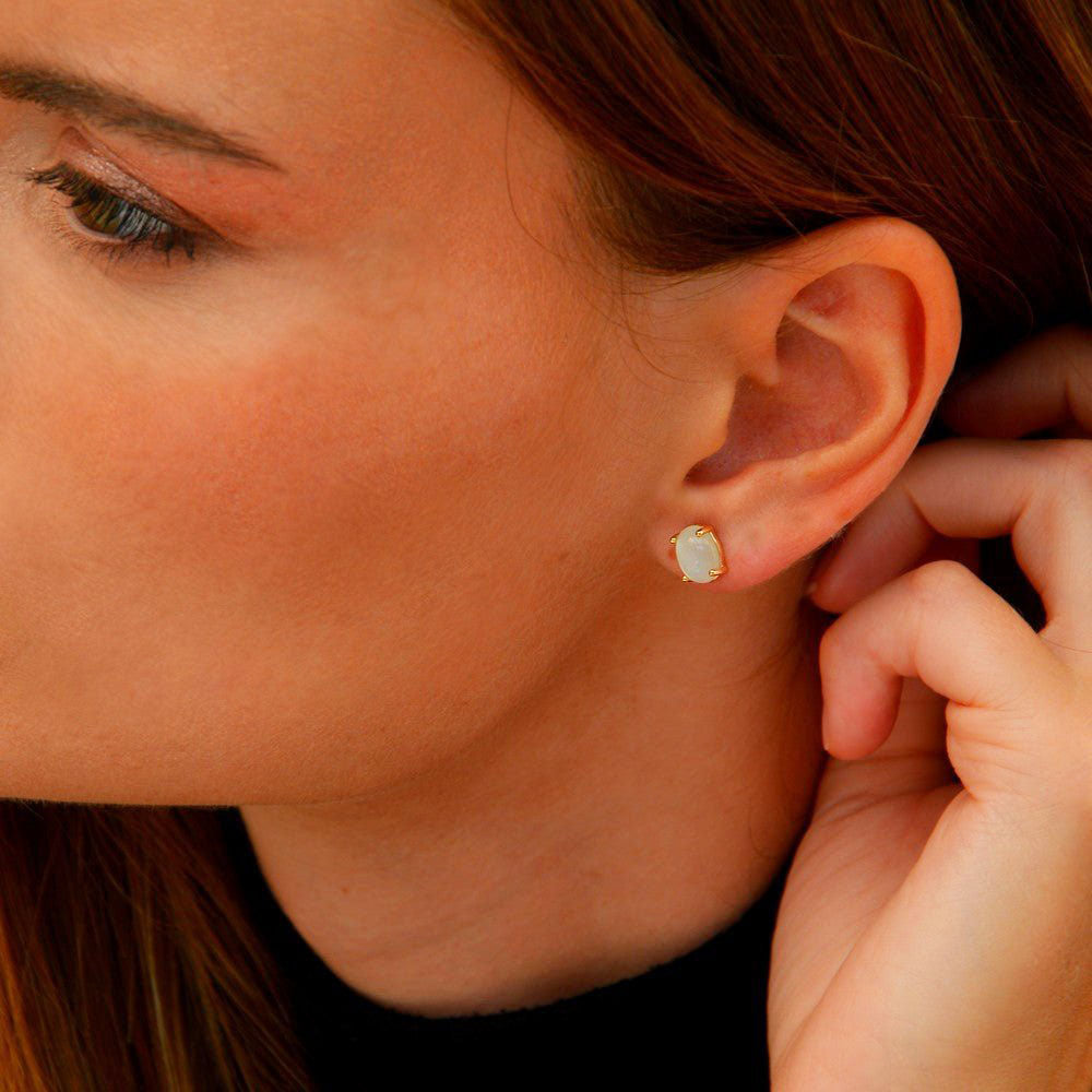 Boucles d'oreilles pierre de lune plaqué or 18K Bellaime 3