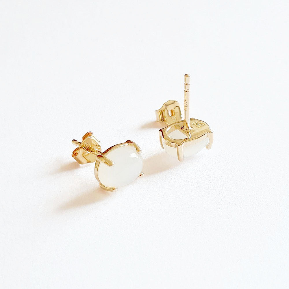 Boucles d'oreilles pierre de lune plaqué or 18K Bellaime 4
