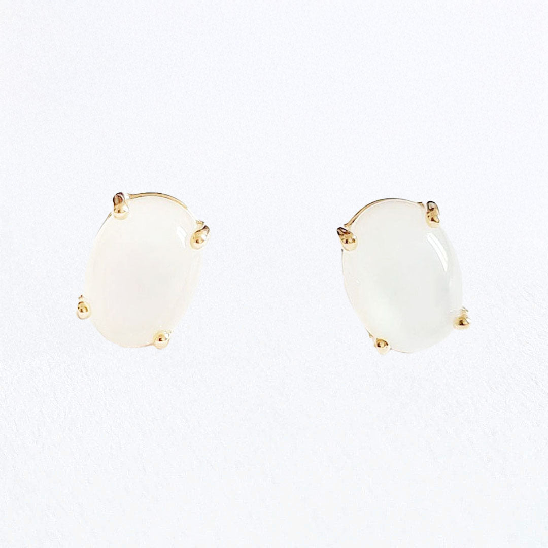Boucles d'oreilles pierre de lune plaqué or 18K Bellaime