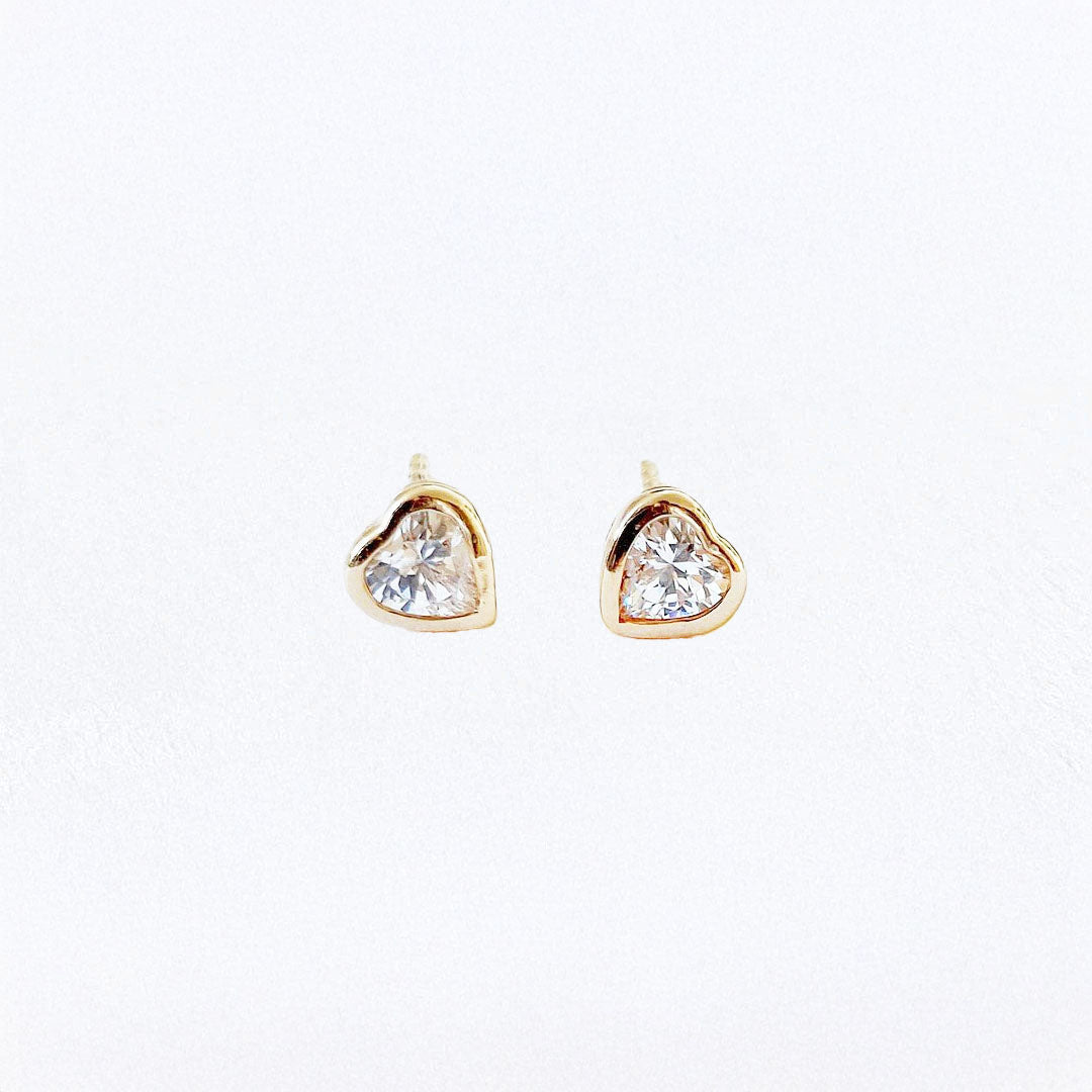 Boucle d'oreille coeur puce plaqué or 18K zirconium Romance Bellaime