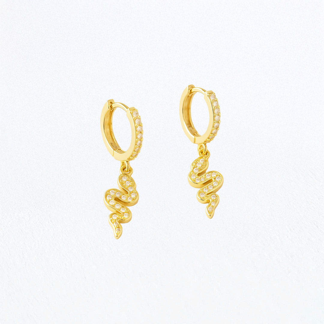 Boucle d'oreille serpent créole plaqué or 18K zirconium 2 cm Bellaime 3