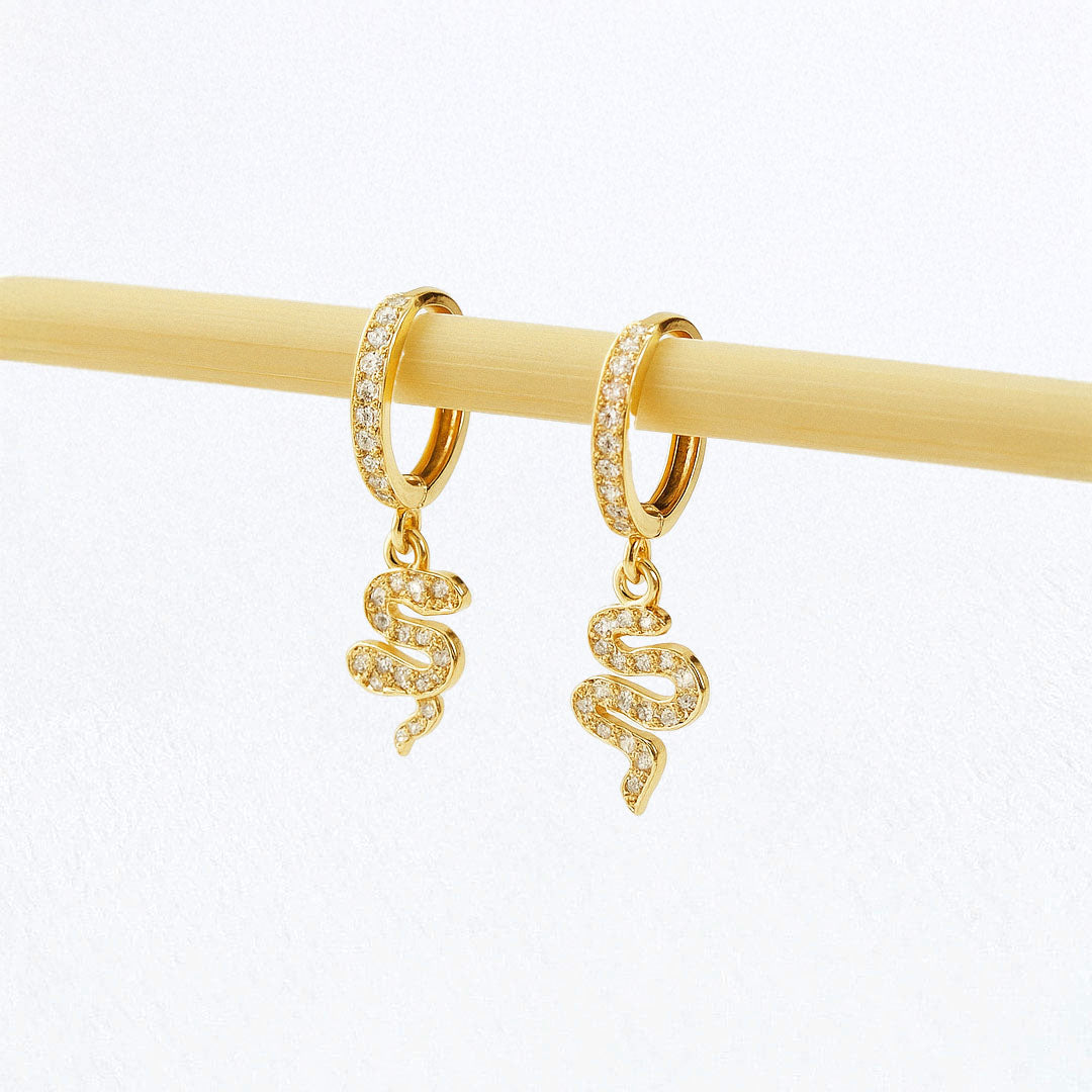 Boucle d'oreille serpent créole plaqué or 18K zirconium 2 cm Bellaime