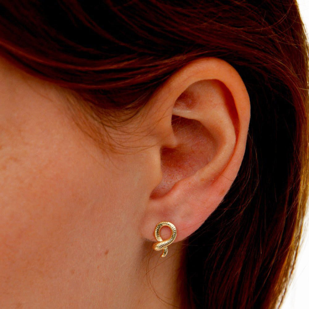 Boucles d'Oreilles Serpent Serpentina plaqué or Bellaime 2