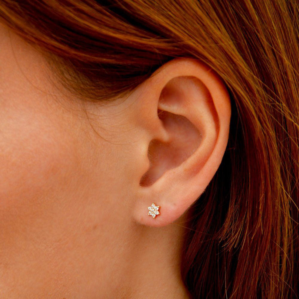 Puces d'Oreilles Stellar - Plaqué Or 18K et Zirconium