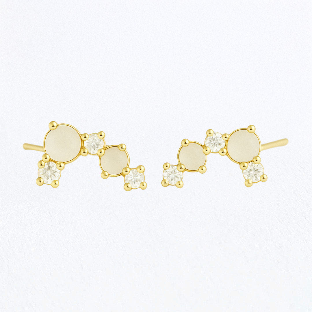 Boucles d'oreilles pierre de lune grimpantes plaqué or 18K To The Moon Bellaime