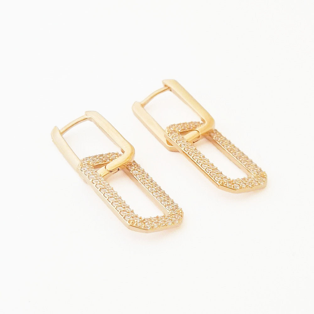 Boucles d'oreilles creole plaqué or 18K zirconium 3 cm Union Bellaime 5