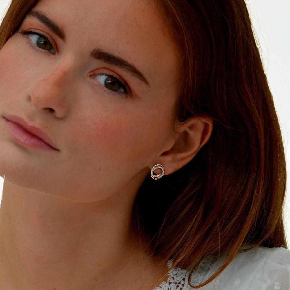 Boucle d'oreille femme plaqué or 18K zirconium Universe Bellaime 5