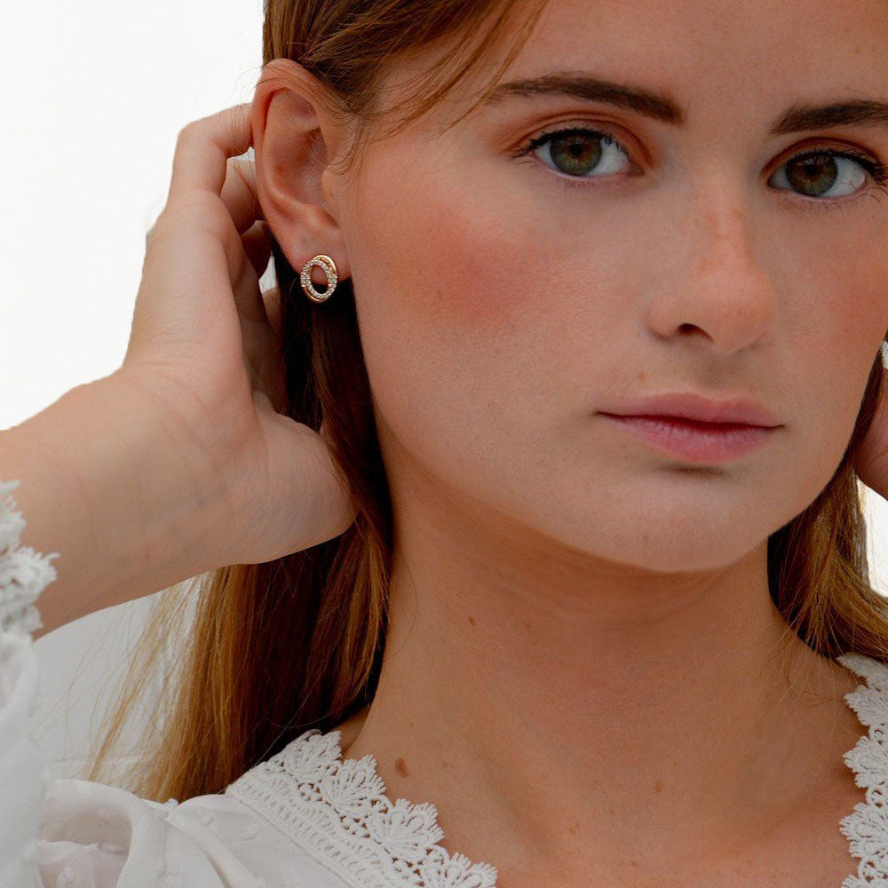 Boucle d'oreille femme plaqué or 18K zirconium Universe Bellaime 4