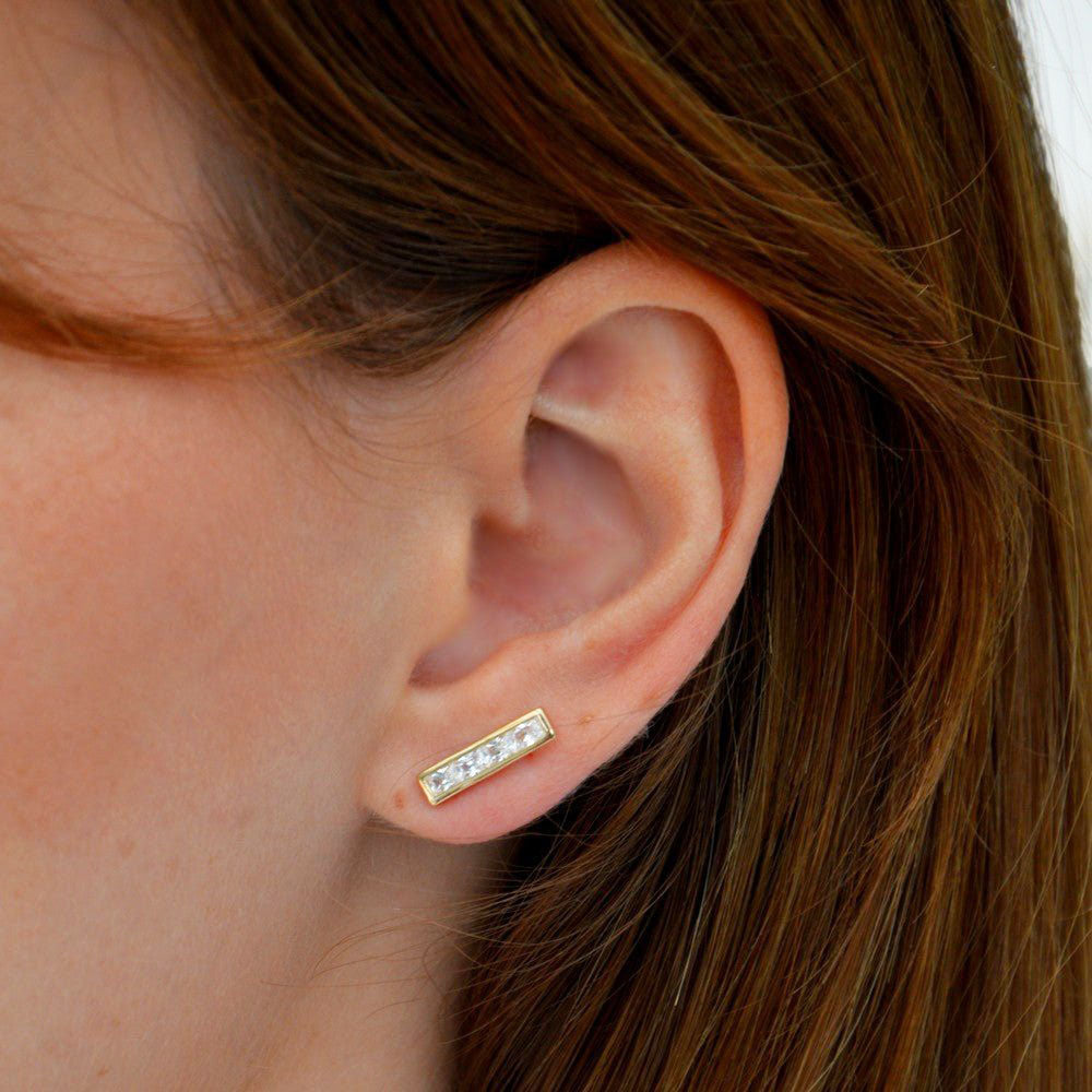Puces d'oreilles plaqué or 18K cristal Vegas Bellaime