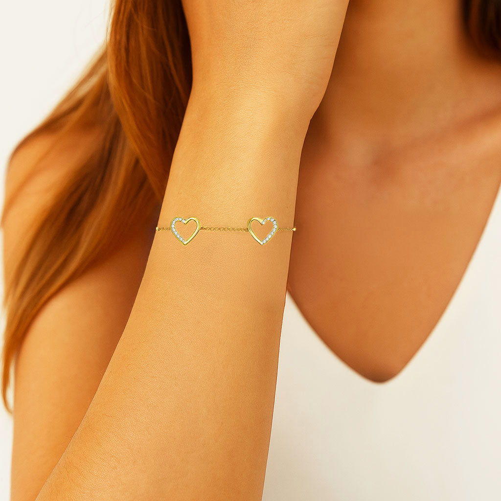 Bracelet cœur plaqué or 18K Ella Bellaime 2