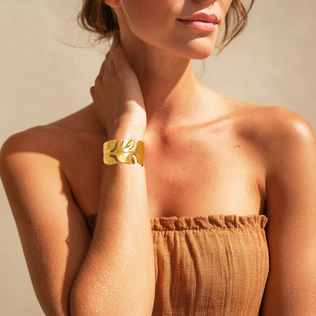 Bracelet Jonc Lea - Acier inoxydable - Couleur or