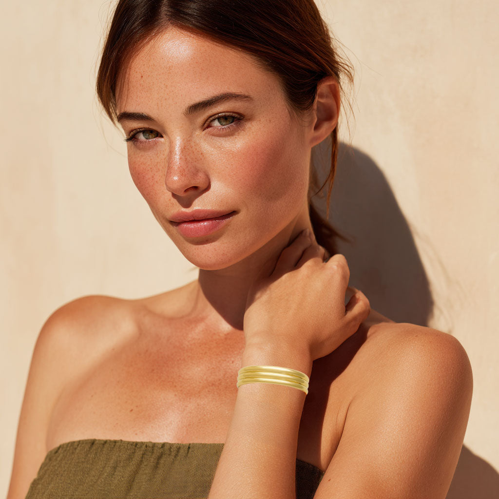 Bracelet Jonc Rachelle - Acier inoxydable - Couleur or