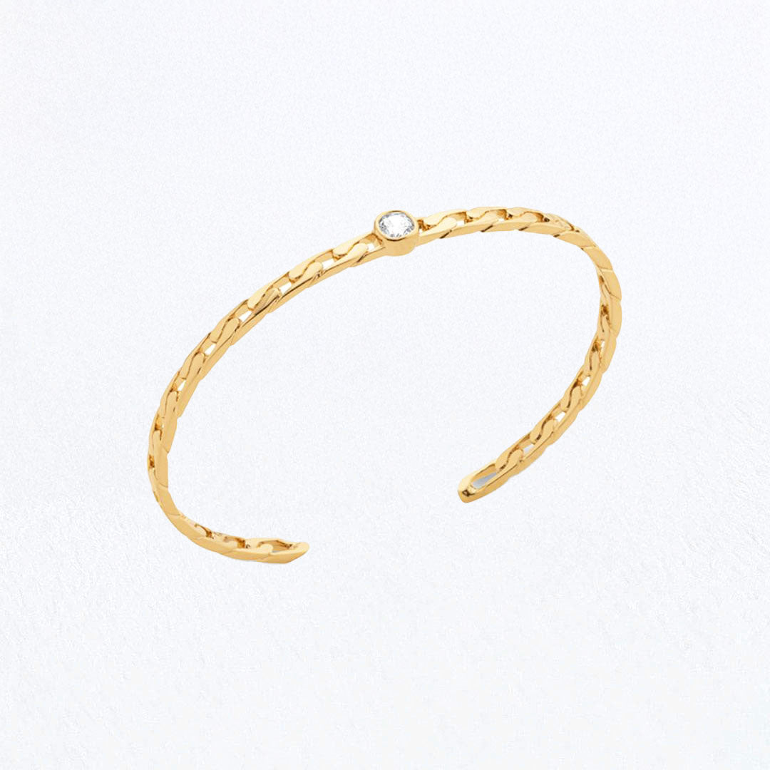 Bracelet jonc femme plaqué or 18K zirconium Unchained Bellaime 4